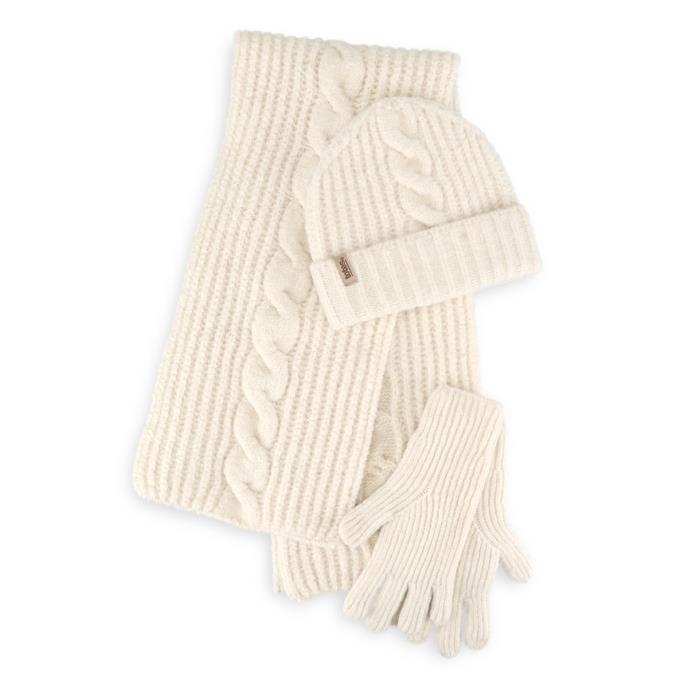 totes toasties® Ladies Chunky Brushed Rib Knit Hat Scarf & Glove Set Cream Extra Image 2